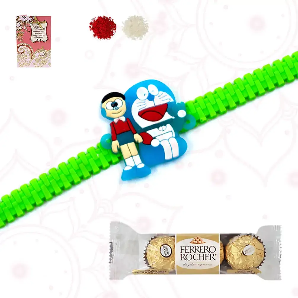 4 Pcs Ferrero with Doraemon Rakhi