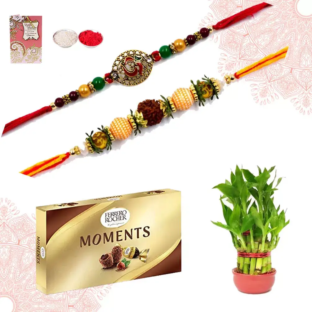 Rakhis With Lucky Bamboo Plant