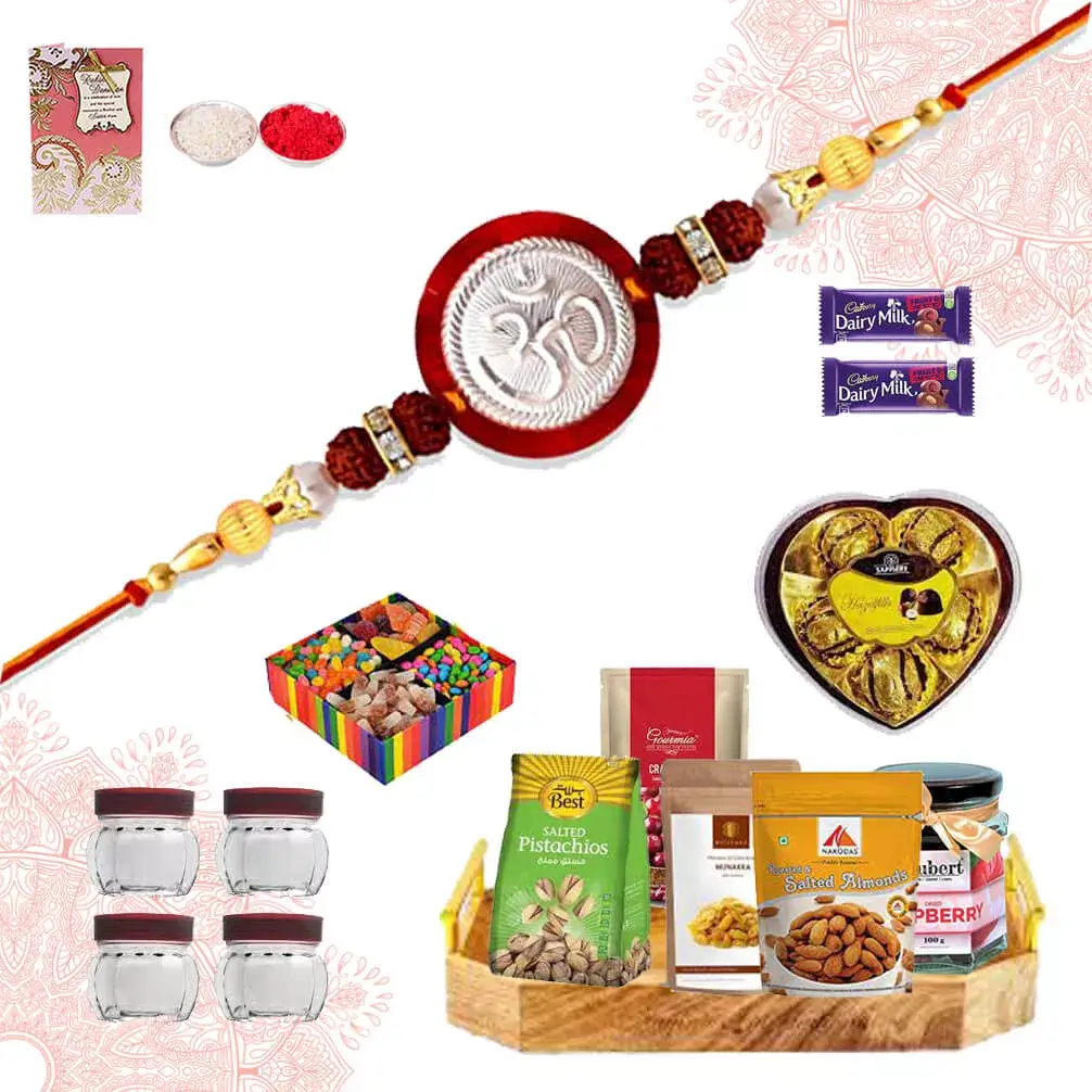 Sweets And Savoury Platter With Rakhi