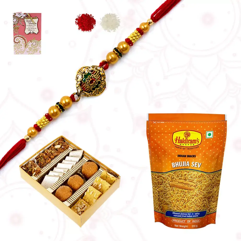 Rakhis with Assorted Sweets & Bhujia